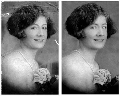 Virginia Wadell Elledge Goodall. Photo restored from deteriorated paper. Photograph taken circa 1925. Restoration by Howard J King