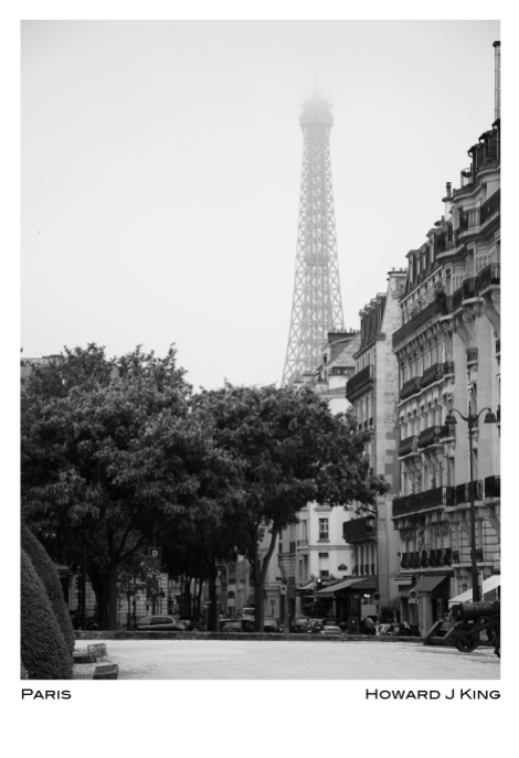 Image of Eiffel Tower partially obscured by clouds. Howard J King 2015