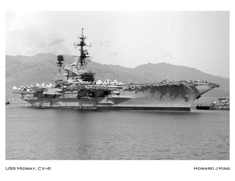 Image of USS Midway during port visit to Olongapo, Republic of the Philippines. 1984 Howard J King